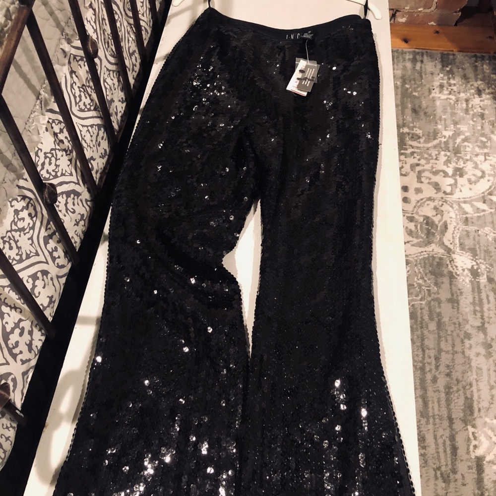 INC International Concepts Black Flare Pants with Sparkle